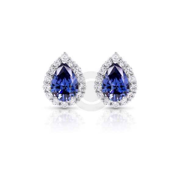 Sapphirine Gemstone and Diamond Accent Earrings – Image 3